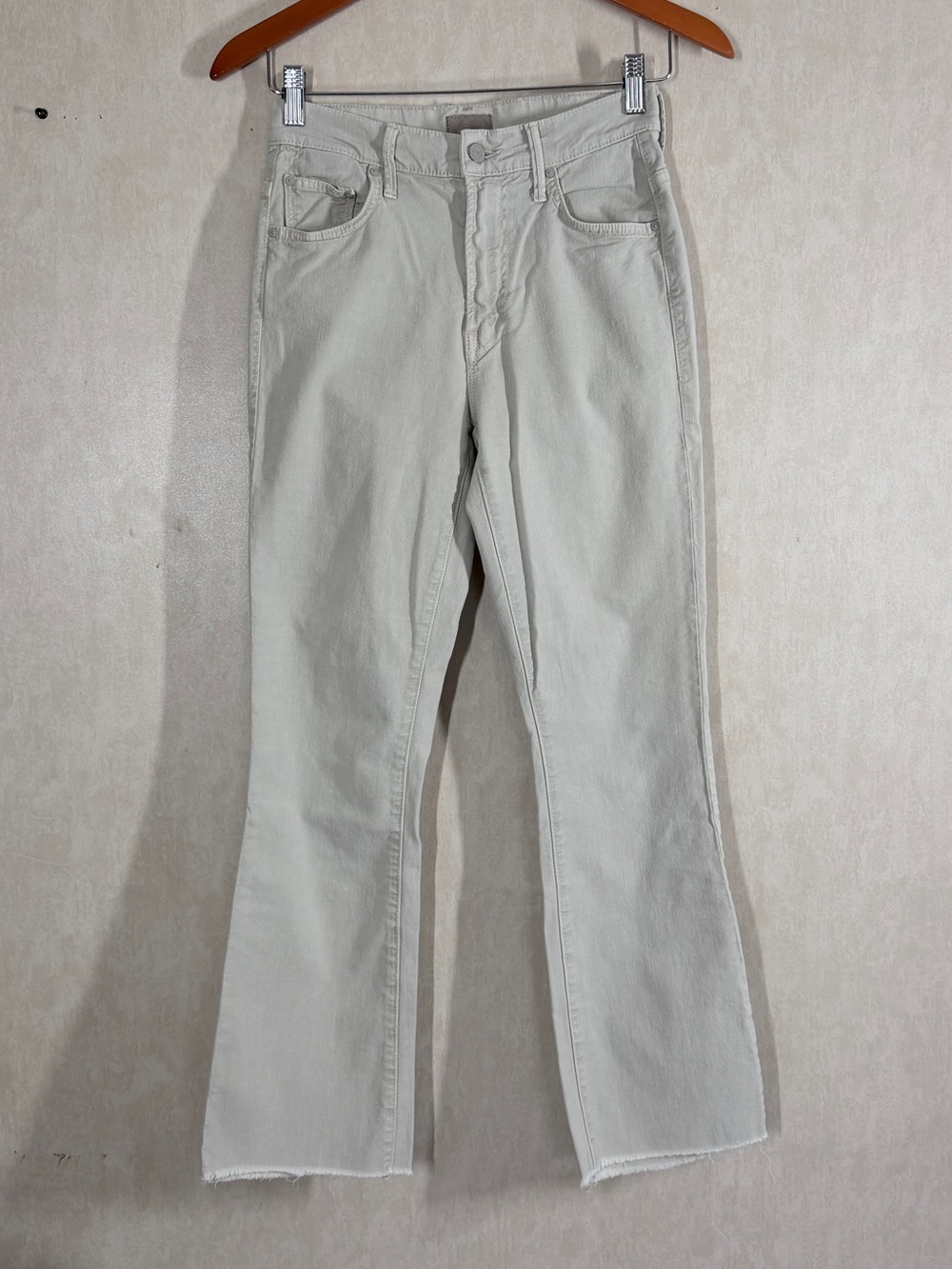 Mother Women’s The Insider Ankle Fray Pants in Chalk It Up Oxford Tan 27